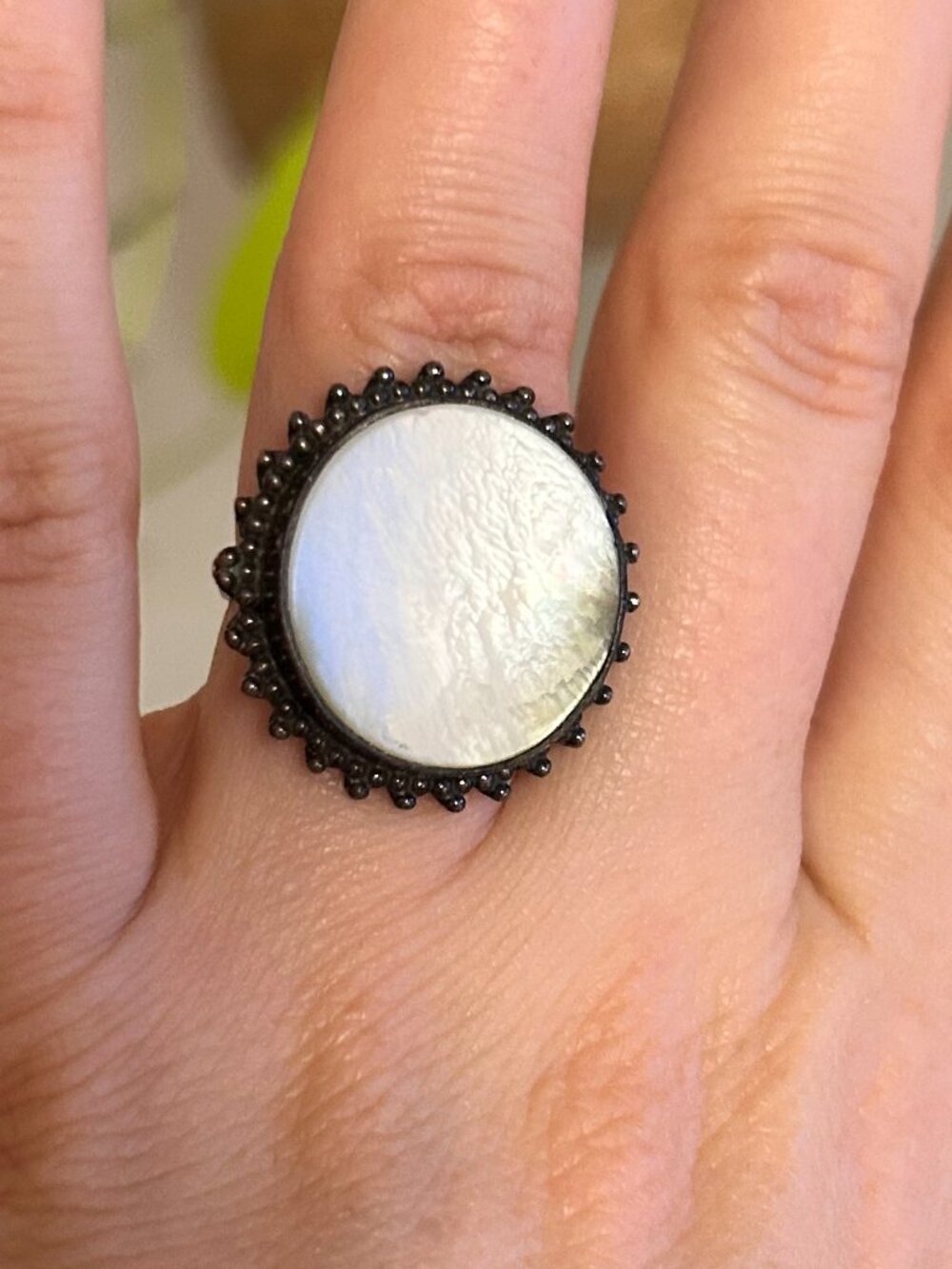 Pearl and silver ring, size 7